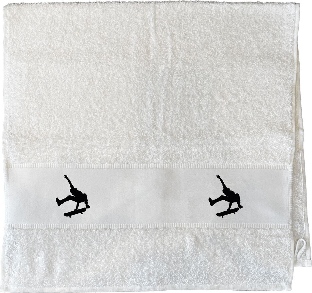 Huuraa Handtuch Skateboarden Silhouette 50x100cm White Baumwolle Handtuch Geschenkidee