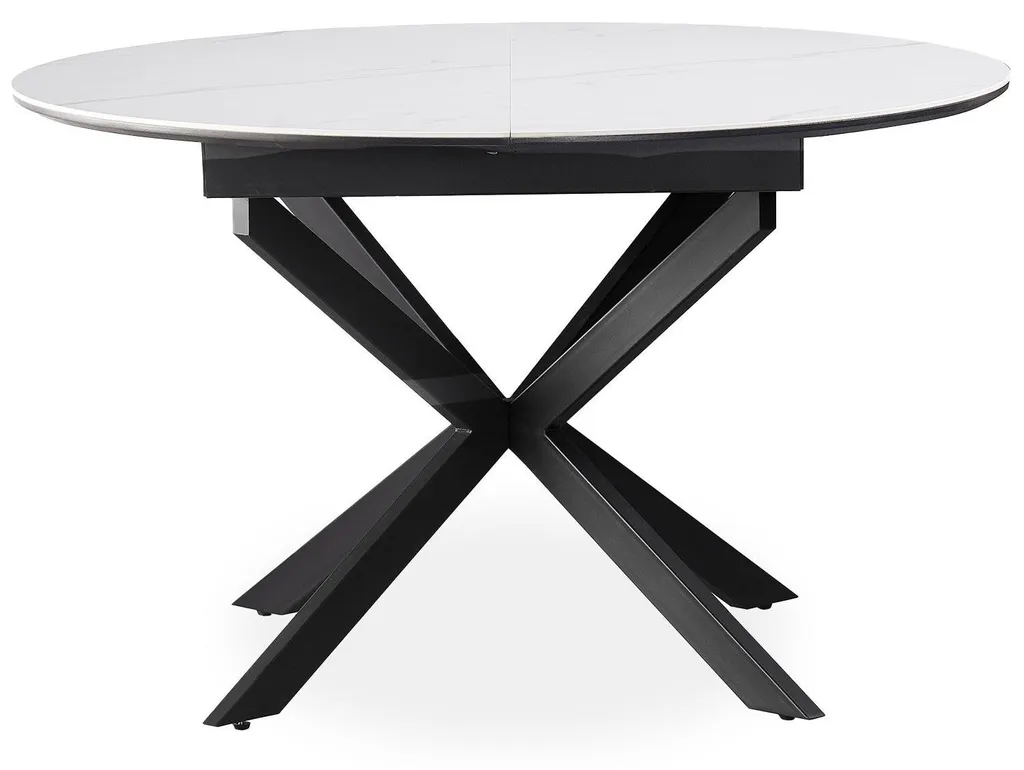 Table Tyrese 160cm plateau marbre blanc et pied en étoile métallique