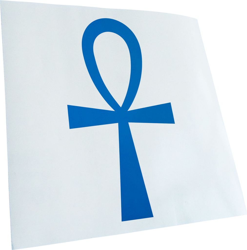 Kiwistar - Autoaufkleber - azurblau - 30 x 16 cm - Ankh Kreuz - Heckscheibenaufkleber - Aufkleber für Auto Kfz Fahrrad, LKW, Truck Mofa
