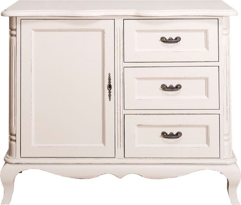 Casa Padrino Landhausstil Kommode mit Tür und 3 Schubladen Antik Hellgrau 110 x 48 x H. 89 cm - Landhausstil Wohnzimmermöbel