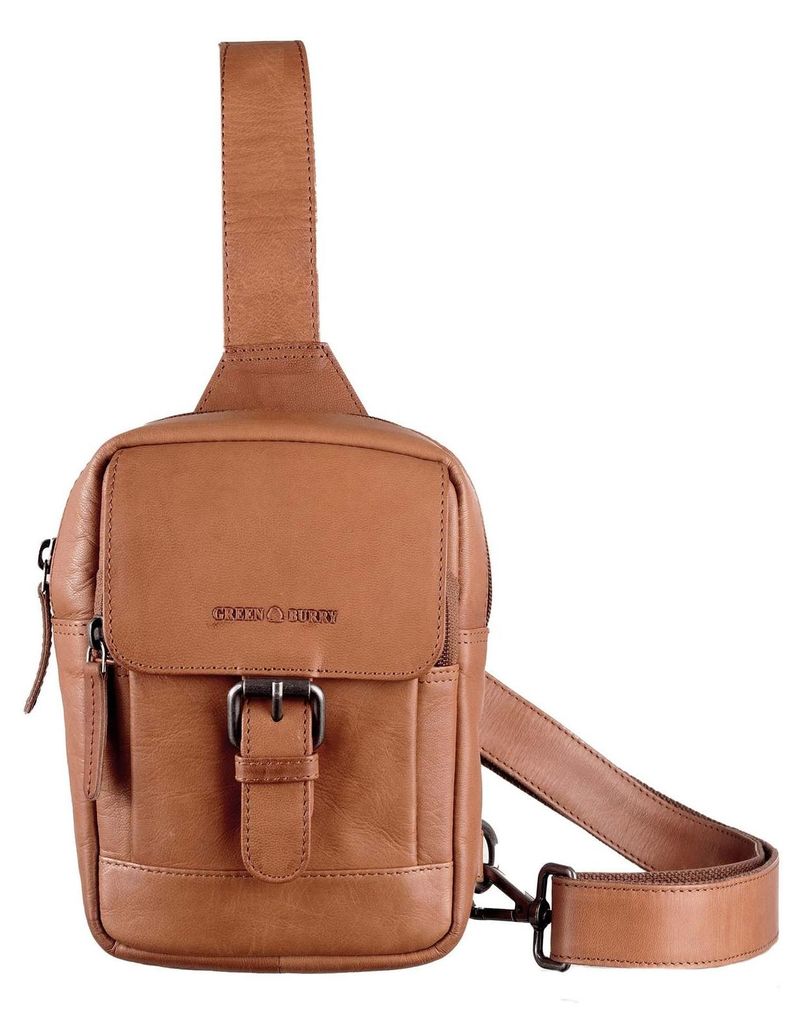 GREENBURRY Leder Umhängetasche Sling Bag Fiorentina Crossover Bag Tan braun