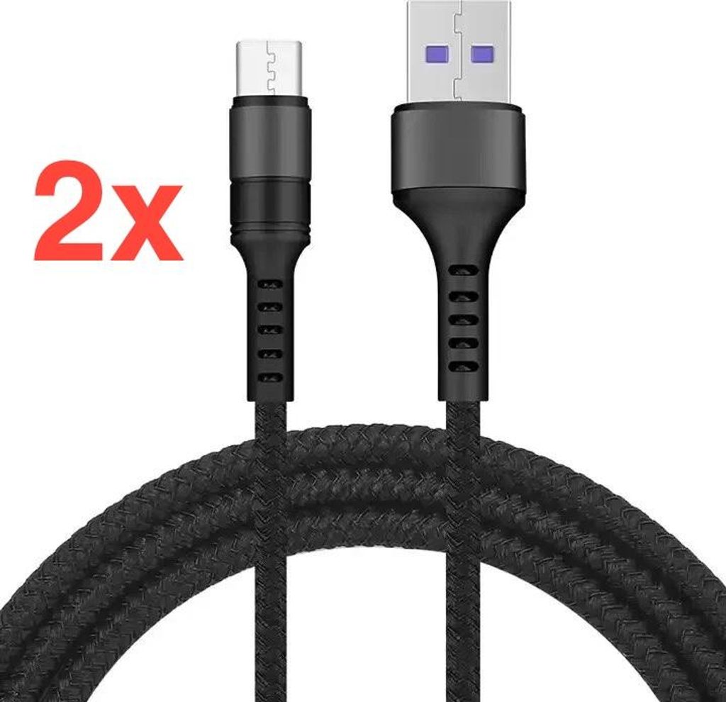 2x USB-A auf USB-C Schnellladekabel – 1,5 m, 60W, USB 3.1 | Geflochten | Datenkabel für Samsung, Xiaomi, Android | Nicht für iPhone