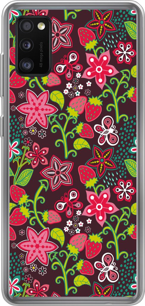 MuchoWow Handyhülle Schutzhülle Hülle für Telefoonhoesje Samsung Galaxy A41 Mädchen - Obst - Blumen - Muster - Mädchen - Kinder - Kind - Ki...
