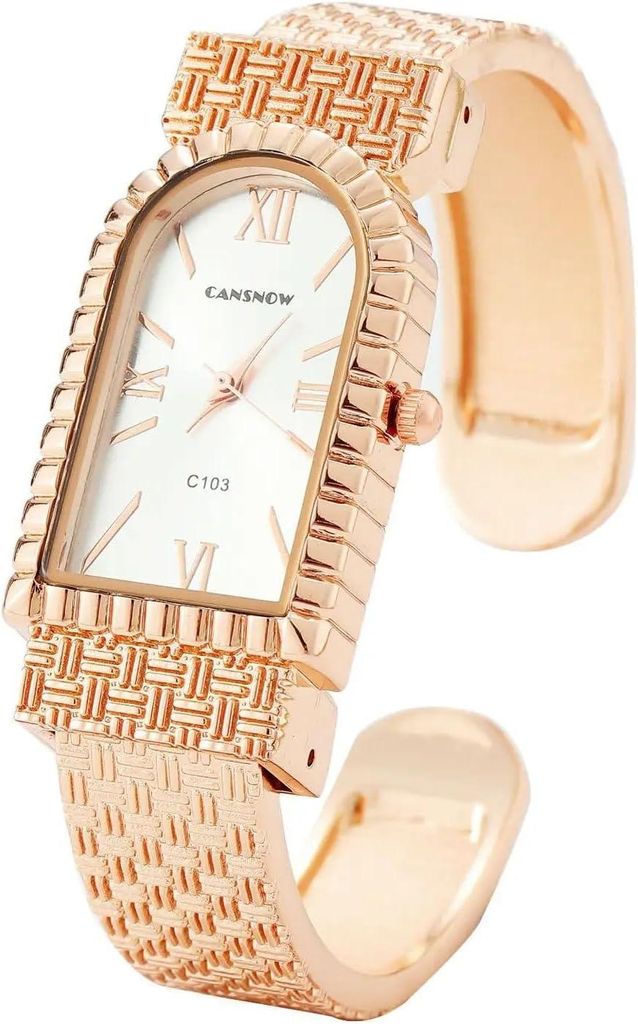 Watch Für Damen mit Römische Anmut Spangenuhr Damen Uhren Damen Spangenuhren Armreif Armbanduhr Armspange Damenuhr mit Strukturiertem Metall-Armband