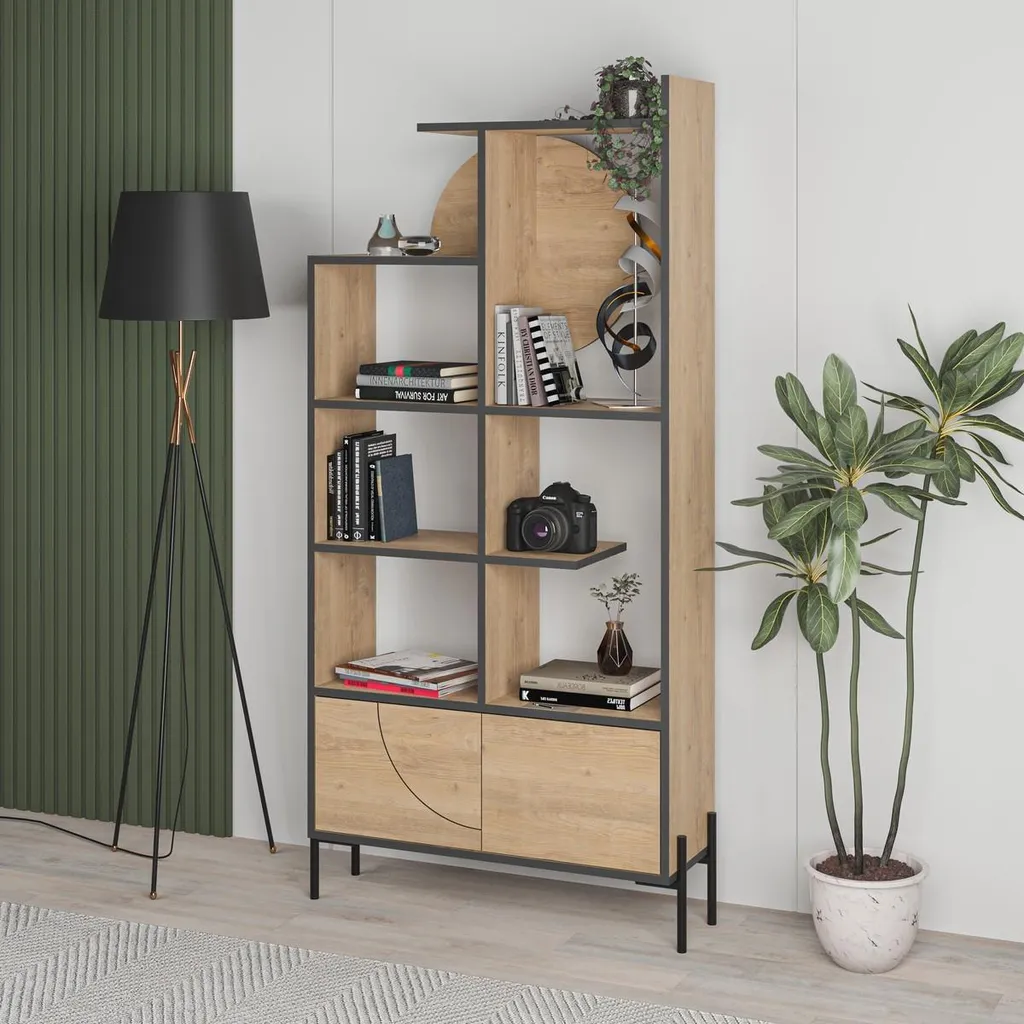 Meuble Bibliothèque Design DUBAI 180 cm avec Piètement Métallique