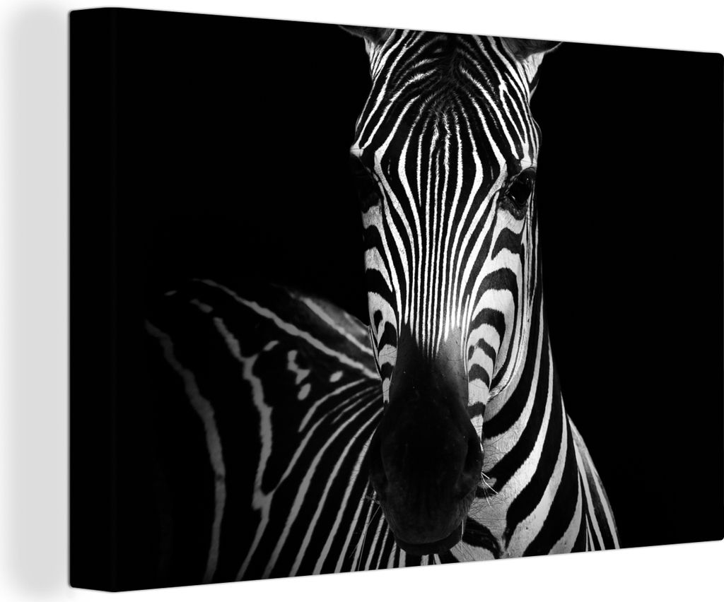 OneMillionCanvasses - Leinwandbilder - 140x90 cm, Zebra - Schwarz - Weiß - Tiere, Wandbilder Kunstdruck Wanddekoration - Foto auf Leinwand - Gem...
