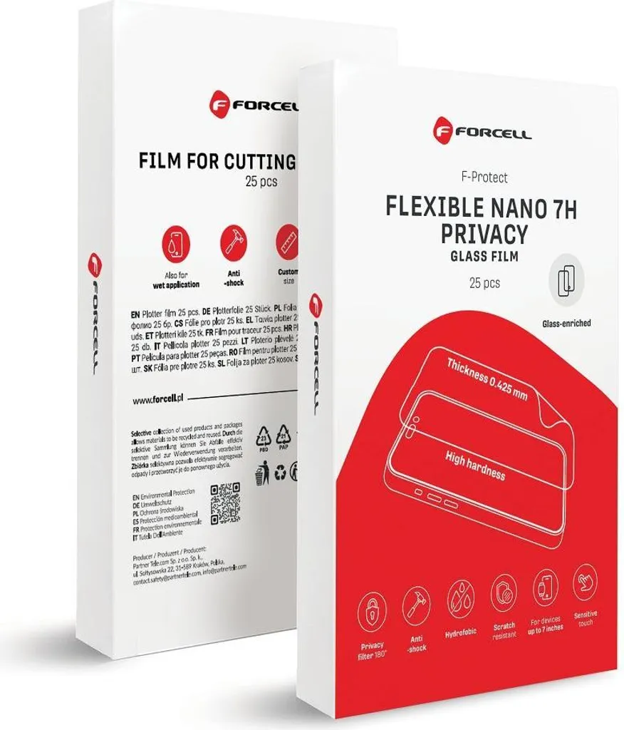 Forcell Flexible Nano 7H Privacy - Film Verre Hybride 196x125mm 25 pcs