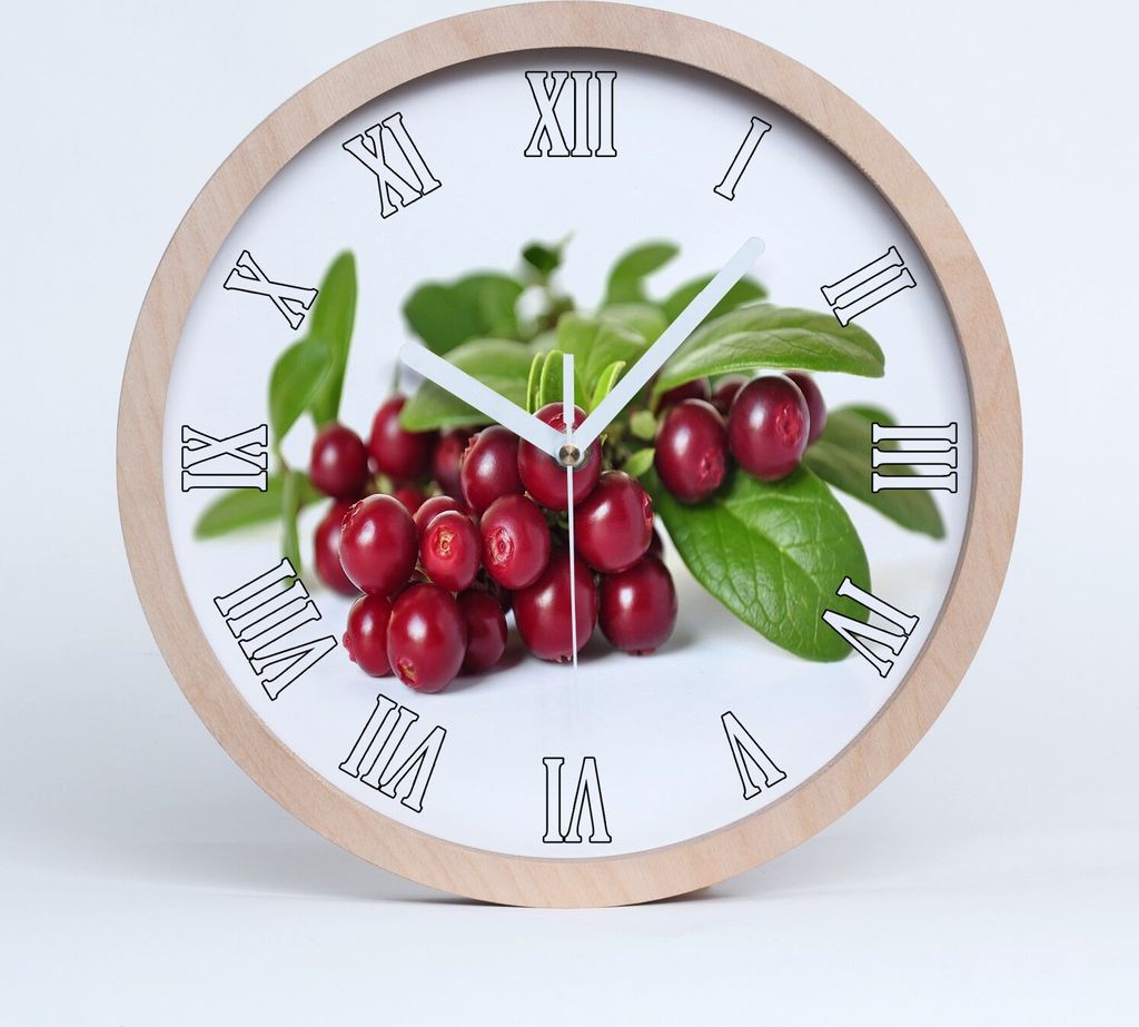 Holzuhr 25fi cm wanduhr - weiße Spitzen - Preiselbeere