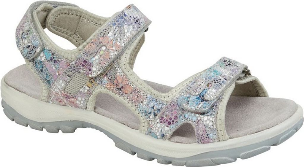 Mod Comfys - Damen Sportsandalen, Floral, Leder DF2320 (38 EU) (Grau)