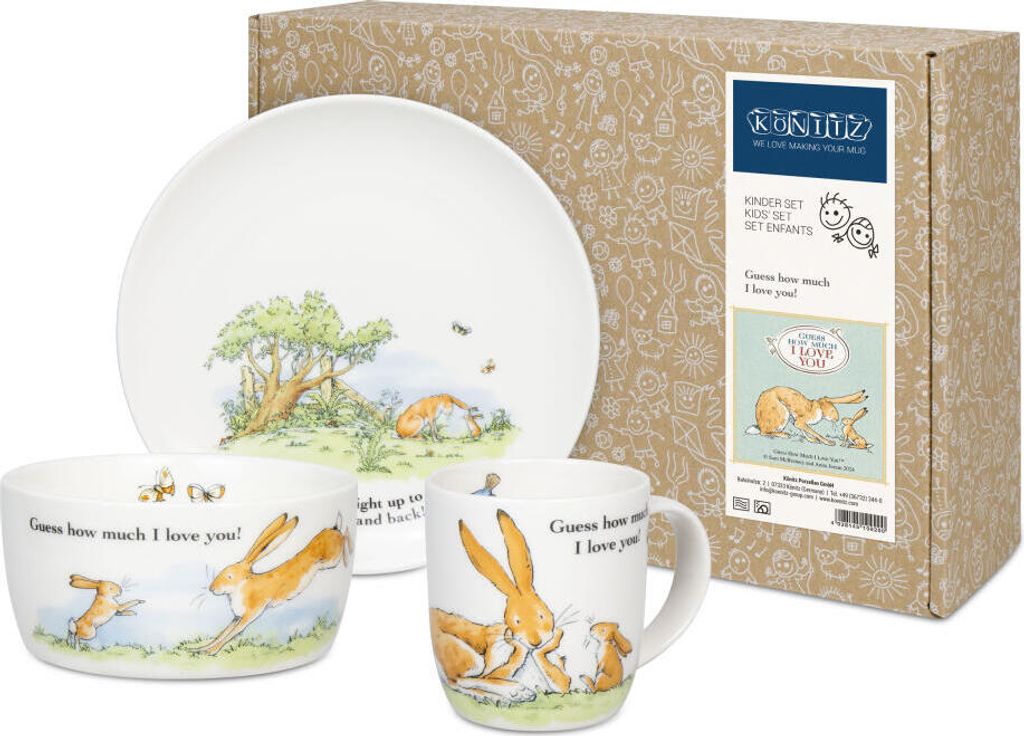 Könitz Kinderset 3-tlg. Guess how much i, Teller, Tasse, Immagine del prodotto 