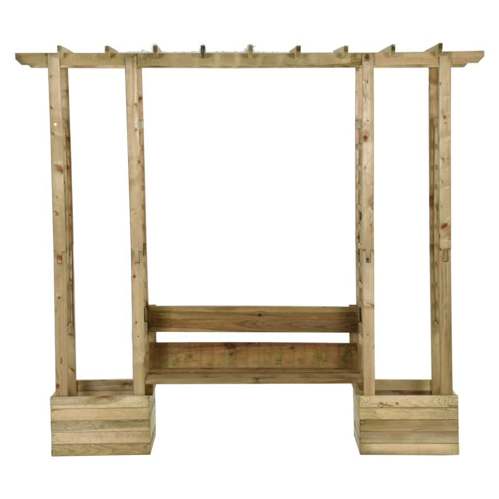 “2026 Modern“ Garten-Pergola mit Bank & Pflanzkübeln Kiefernholz Imprägniert - Designermöbel 267839 - Rosenbögen