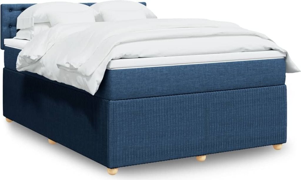 Möbel Boxspringbett mit Matratze Blau 140x200 cm Stoff - Klassische Bettrahmen 3287499