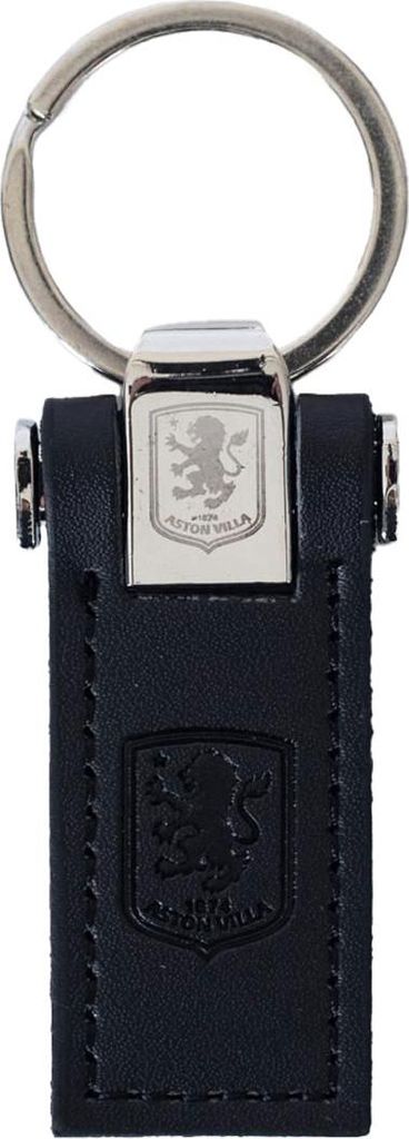 Aston Villa FC - Schlüsselanhänger, Leder TA14159 (Einheitsgröße) (Schwarz/Silber)