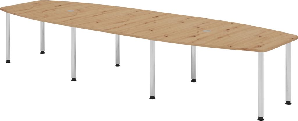 bümö Konferenztisch groß KT40 - tischfuss: Chromfüße, Nachbildung: Asteiche