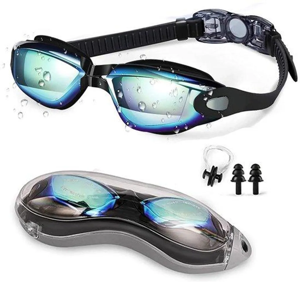 Masque de natation argenté unisexe avec sangle réglable confort