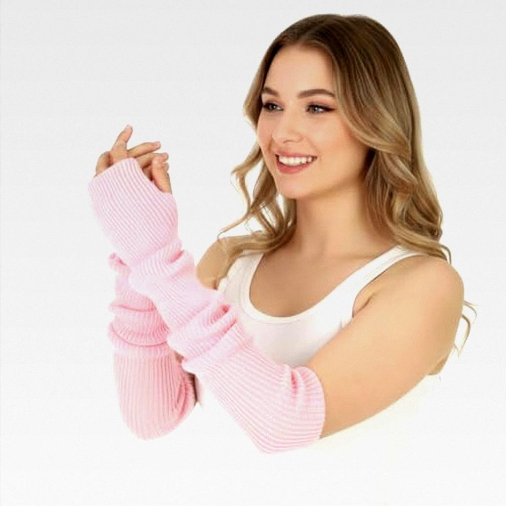 Rosa Armstulpen für Damen Lange Fingerlose Handschuhe Weiche Armwärmer Winter Arm Sleeve Gestrickte Arms Stulpen Fingerlose Handschuhe Handwärme...