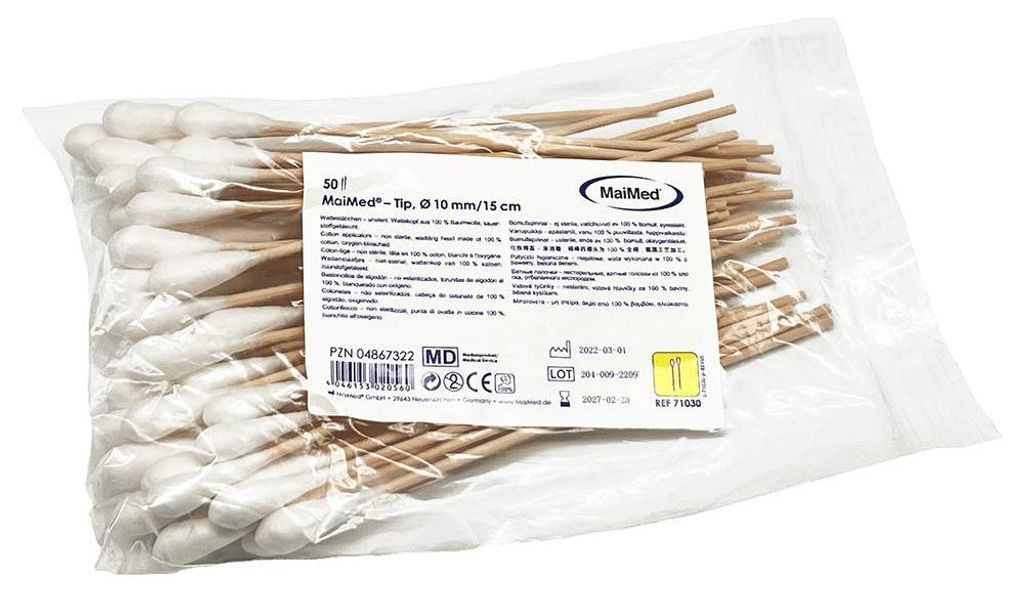 MaiMed - Tip (großer Kopf) unsteril Wattestäbchen, 15cm Produktbild 