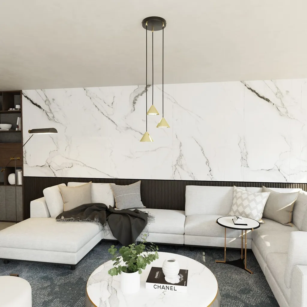 Suspension réglable ELIT : solution d'éclairage design noir et or