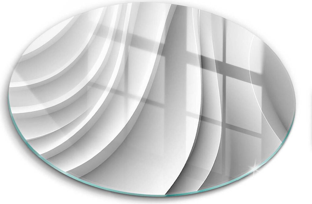 Glasschneideplatte - Herdabdeckplatte - fi30 cm -Schneidebrett - Spritzschutz - Geometrische Linien