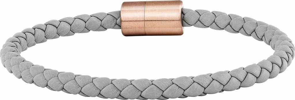 cai Armband Leder olivenblattgegerbt grau rosé 925/- Sterling Silber 21cm Grau 029060004-21
