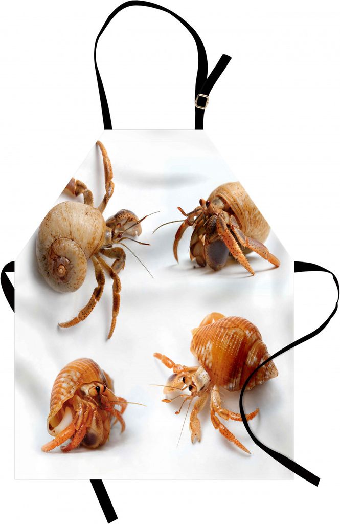 ABAKUHAUS Krabben Kochschürze, Sea Animals Theme Einsiedlerkrebs Muster aus Karibik Seascape Digital Print, Farbfest Höhenverstellbar Waschbar Kl...