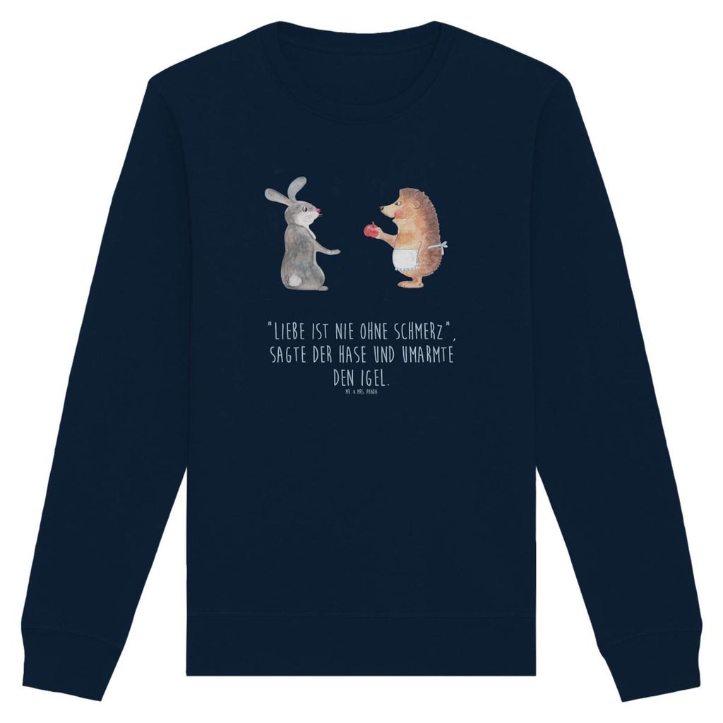 Mr. & Mrs. Panda Baumwoll Pullover Hase Igel Größe S - French Navy - Geschenk, Pulli, Trösten, Liebe Spruch, Sweatshirt, Rundhals, Sweater, Herz...