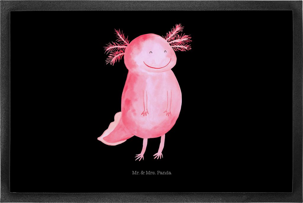 Mr. & Mrs. Panda fußmatte Axolotl Glücklich 50 x 75 cm - Schwarz - Geschenk, Lebensfroh, Schuhabstreifer, Fußabstreifer, gut Gelaunt, Türmatte,...