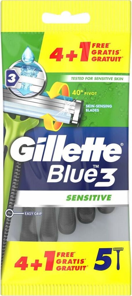 Gillette Blue 3 Sensitive Cuchilla Afeitar Desechables 5 U Immagine del prodotto 