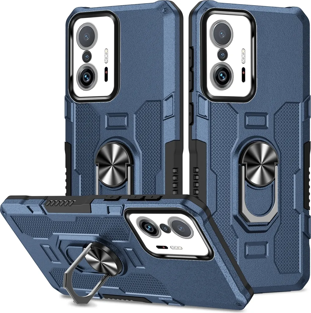 Xiaomi 11T Pro Case, resistente custodia a doppio strato con supporto ad anello e supporto per Xiaomi 11T / 11T Pro blu