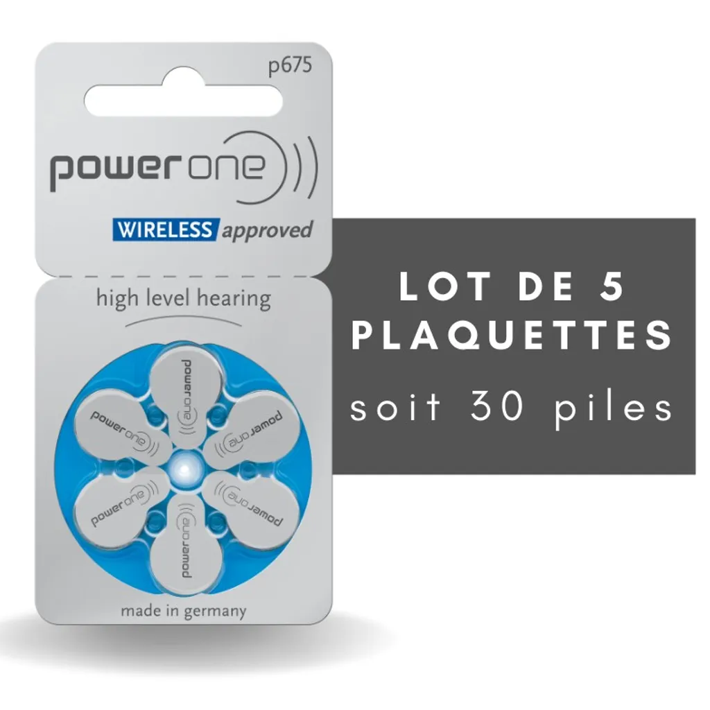 Piles Power One Activair 675 Zinc-Air - Haute capacité et longue durée 6p