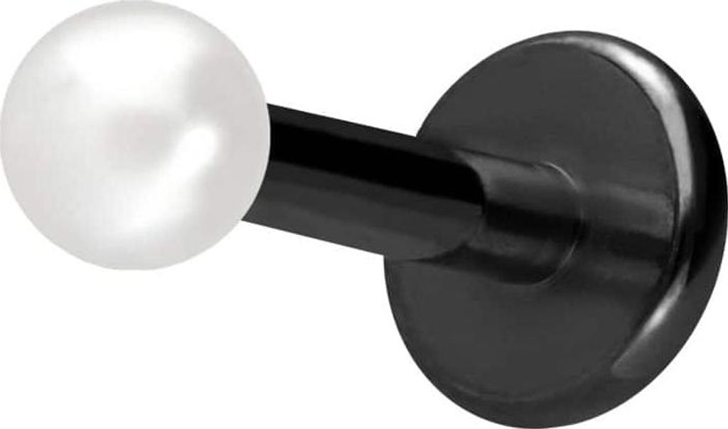 Ohrpiercing, Nasenpiercing Titan Labret mit Innengewinde SYNTHETISCHE PERLE Schwarz Stablänge: 7mm | Stabstärke: 1,6mm | Perlengröße: 2,5mm