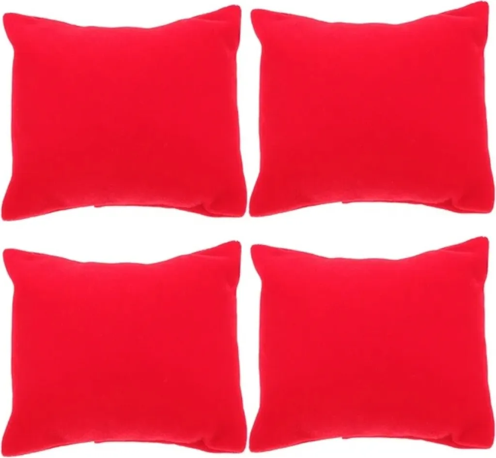 set di 4 cuscini per orologi da polso, cuscino per orologi, espositore per orologi, supporto per orologi da polso con rivestimento in velluto in [rosso], supporto per orologi o braccialetti, espositore per orologi, cuscino per braccialetti, espositore per orologi