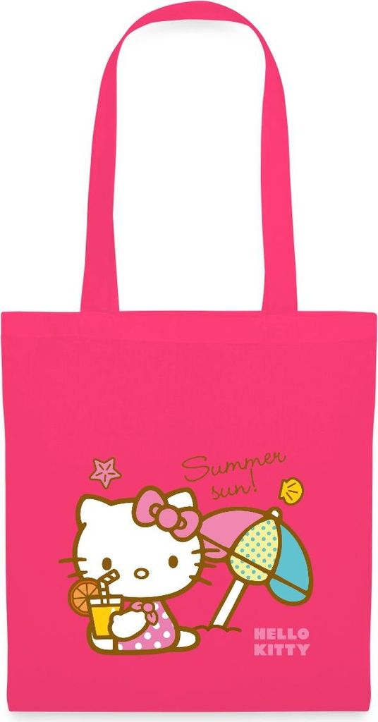 Spreadshirt Hello Kitty Am Strand Summer Sun Stoffbeutel, One size, Azalea