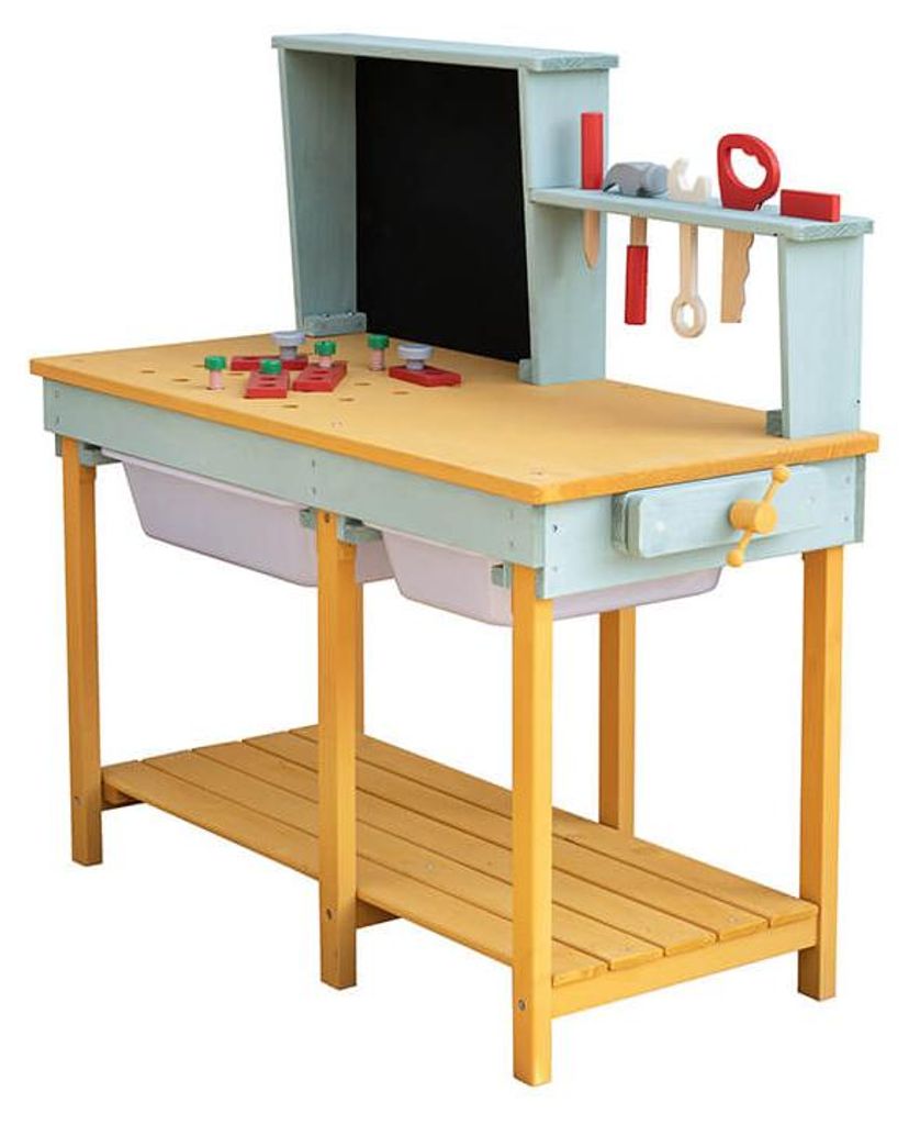 HOME DELUXE Werkbank aus Holz TOOL - Blau I Kinderwerkbank, Produktbild 