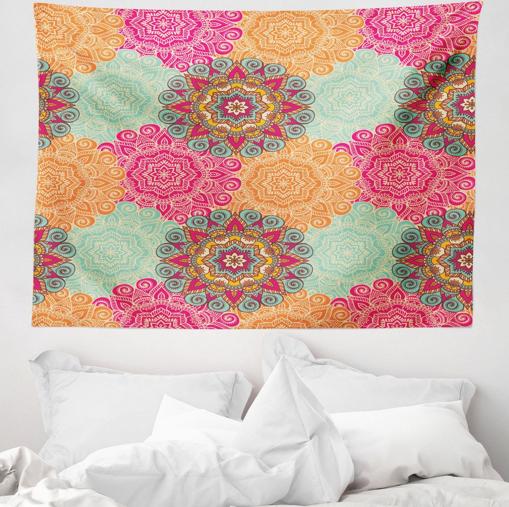 ABAKUHAUS Jahrgang Wandteppich, Antike Stammes- Mandala aus Weiches Mikrofaser Stoff Waschbar ohne Verblassen Digitaldruck, 150 x 110 cm, Fuchsia o...