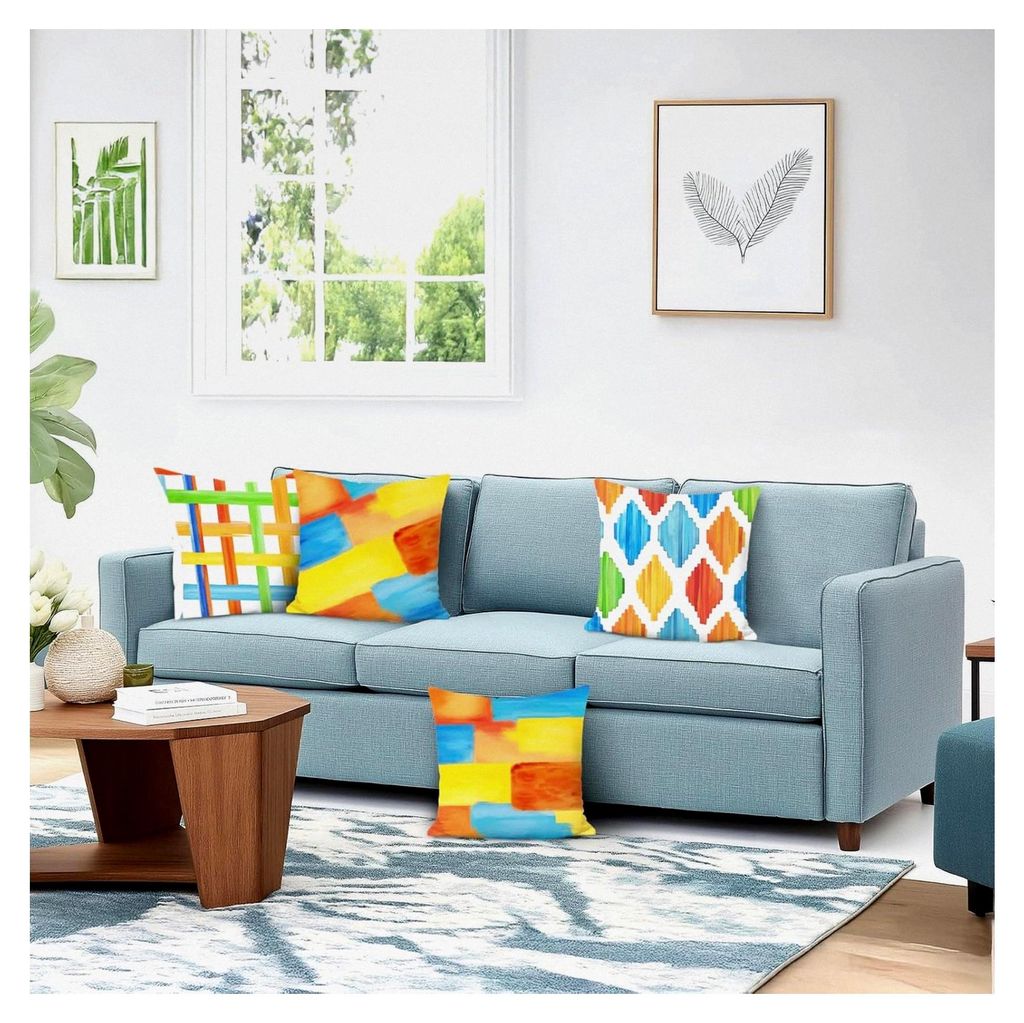 4er Set Kissenbezüge Boho Abstrakt 45 x 45 cm Bunt Modern Samt Soft Dekorative Kissenhülle Zierkissenbezüge für Sofa Schlafzimmer Wohnzimmer Zu...