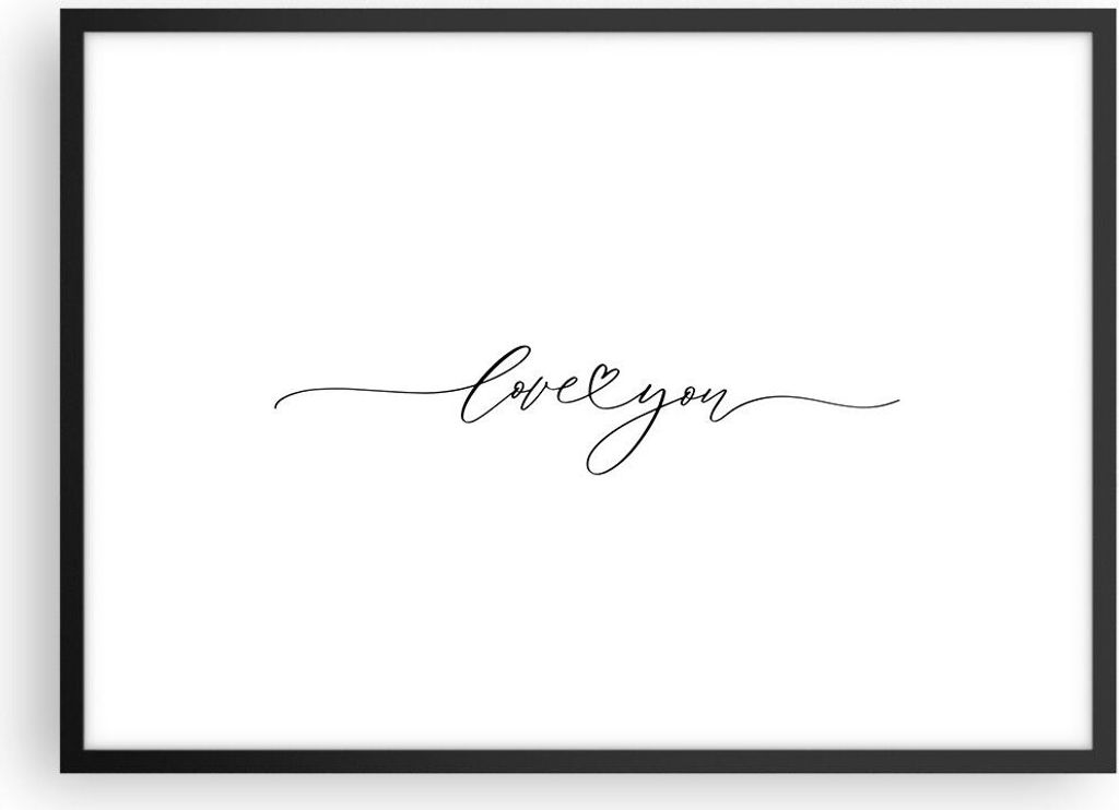 Gerahmtes Poster - Schwarzer Rahmen - Ich liebe dich handschriftlich - 70x50 cm - Wand Bild - Wanddeko - Wandbilder - Kunstposter - Wandposter - Bi...