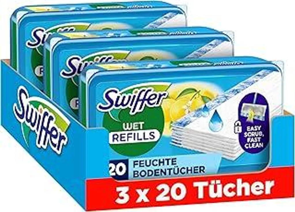 Swiffer Wet 60 Panni Umidi Agrumi - Ideale per Chi ha Cani e Gatti