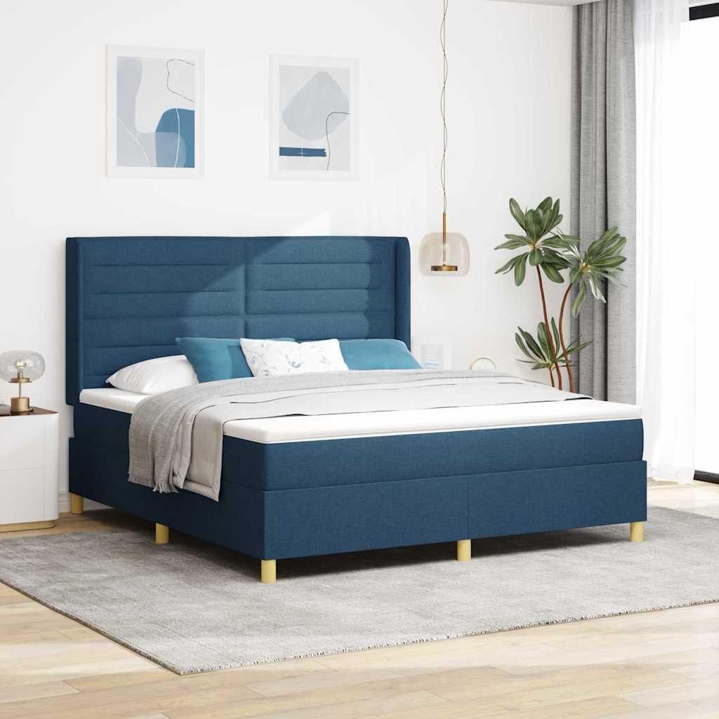 Möbel Boxspringbett mit Matratze Blau 180 x 200 cm Stoff - Klassische Betten 3343650