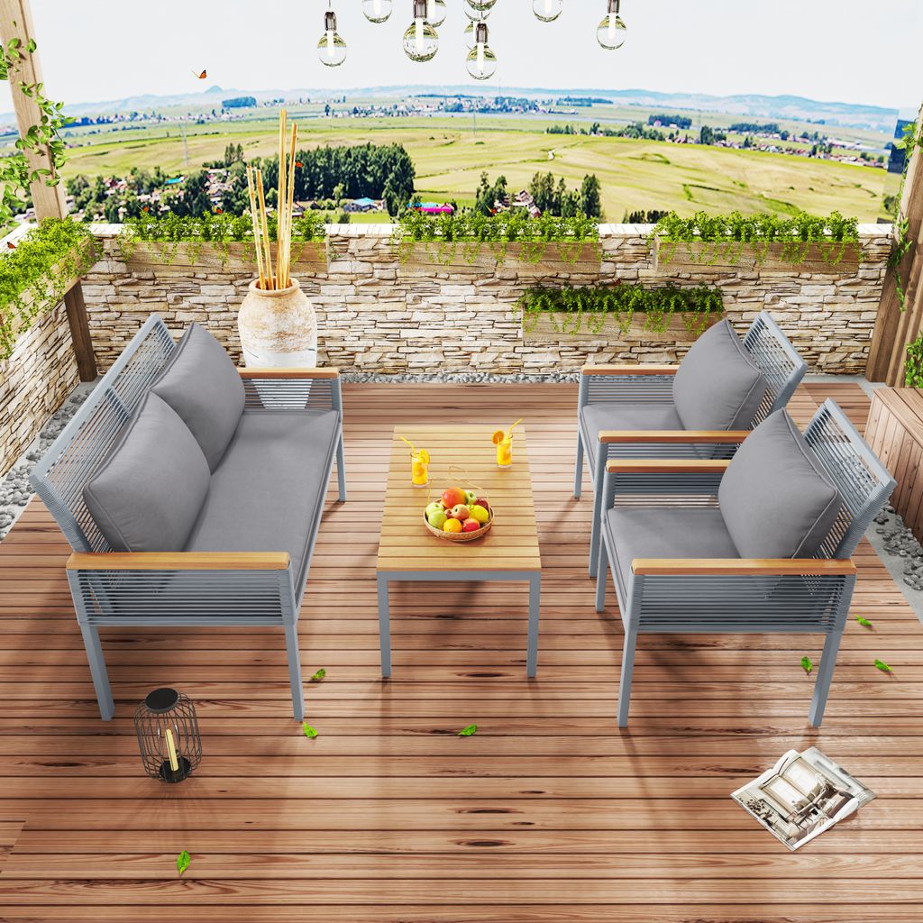 Merax 4-tlg. Garten-Lounge-Set mit Stahlrahmen und Produktbild 11