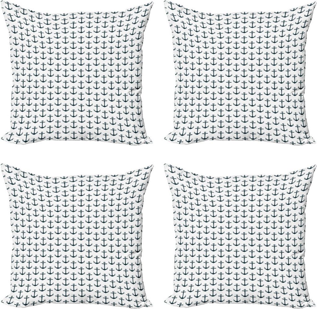 ABAKUHAUS Anker Kissenbezug Set (4 Stück), symmetrische Wasser, Moderner Doppelseitiger Digitaldruck, 50 cm x 50 cm, Charcoal Grau Weiß