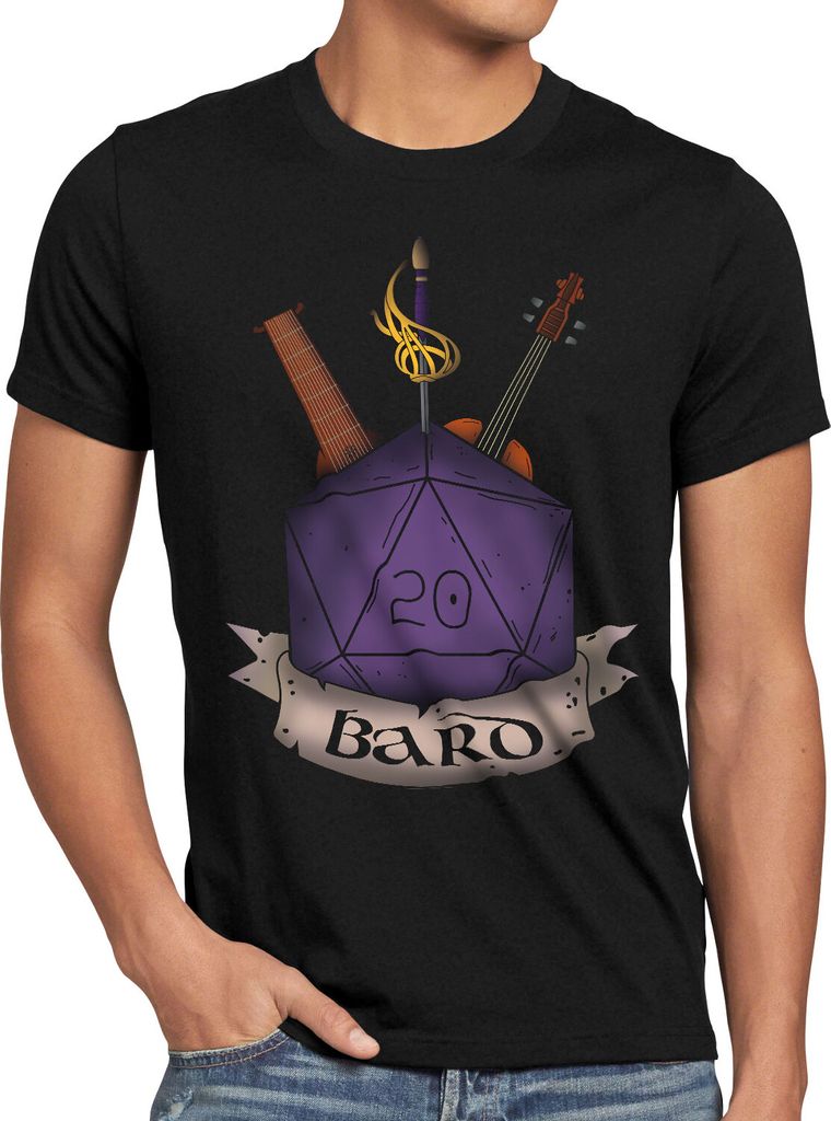 BaumwolleCloud Würfel Bard Herren T-Shirt dungeon tabletop dragons d20