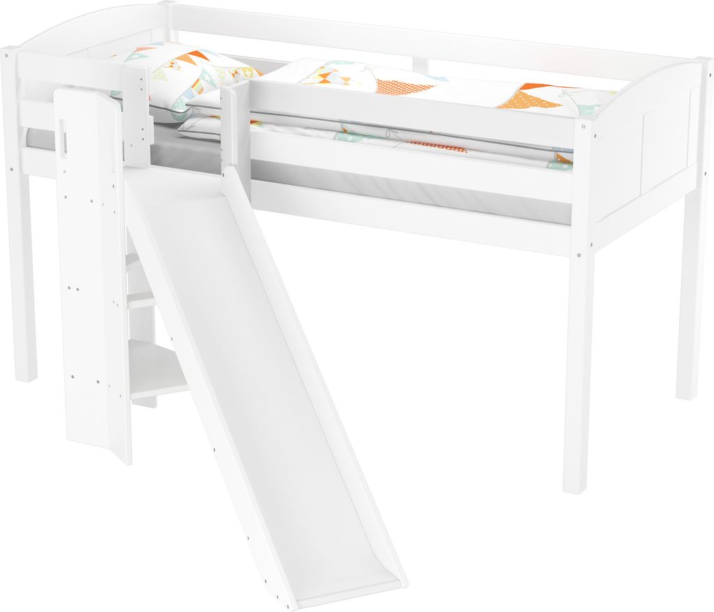 Schönes Spielbett für Kinder mit Rutsche 90x200 Kiefer weiß V-60.21W-09ohne Zubehör