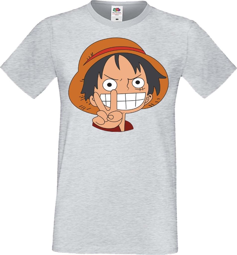 Herren T-Shirt Anime Manga One Manga Piece Anime 03 Strawhat, Man 3XL / Grau