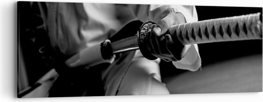 Bild auf Leinwand - Leinwandbild - Samurai-Schwert - 90x30cm - Wand Bild - Wanddeko - Wandbilder - Leinwanddruck - Bilder - Kunstdruck - Wanddekora...