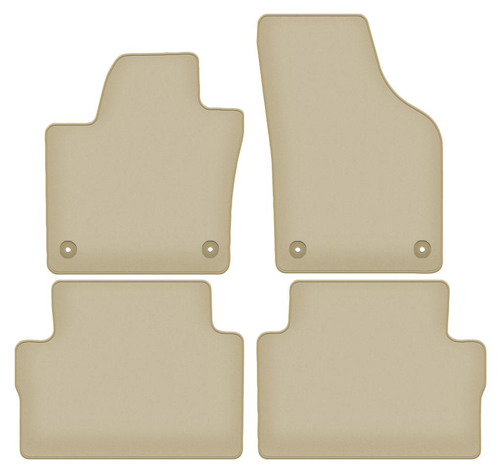 Velours-Fußmatten PREMIUM beige passend für Volkswagen Sharan II (2010-, Minivan) – mit Befestigungen – passgenau