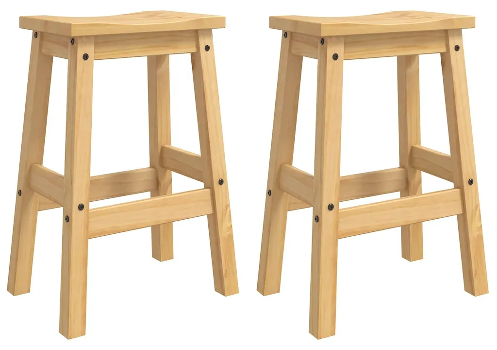Lot de 2 Tabourets de Bar Stables en Pin Massif Miel 63 cm - VidaXL