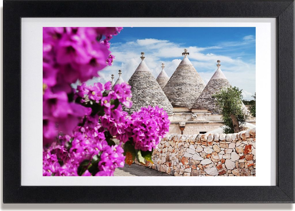Bild 30x20 MDF-Rahmen, Wandkunst Trulli
