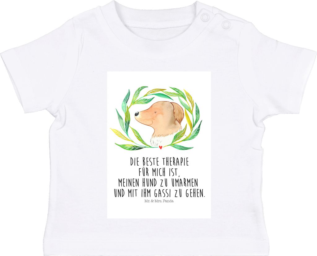 Mr. & Mrs. Panda T-Shirt Hund Blumen 12. - 18. Monat - Weiß - Geschenk, Baumwolle Baby Shirt, Babyshirt, Umarmen, Hundeliebe, Gassi gehen, Obertei...
