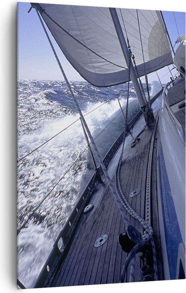 Bild auf Leinwand - Leinwandbild - Einteilig - Boot Ozean Reise Yacht - 80x120cm - Wand Bild - Wanddeko - Wandbilder - Leinwanddruck - Wanddekorati...